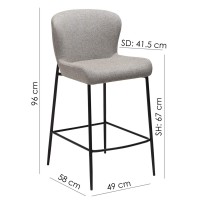 GLAM Counter Stool | Pebble earth bouclé, black legs