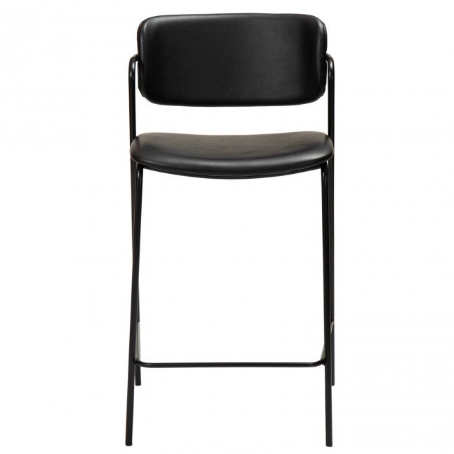 ZED Counter Stool | Vintage Black art. leather, black legs