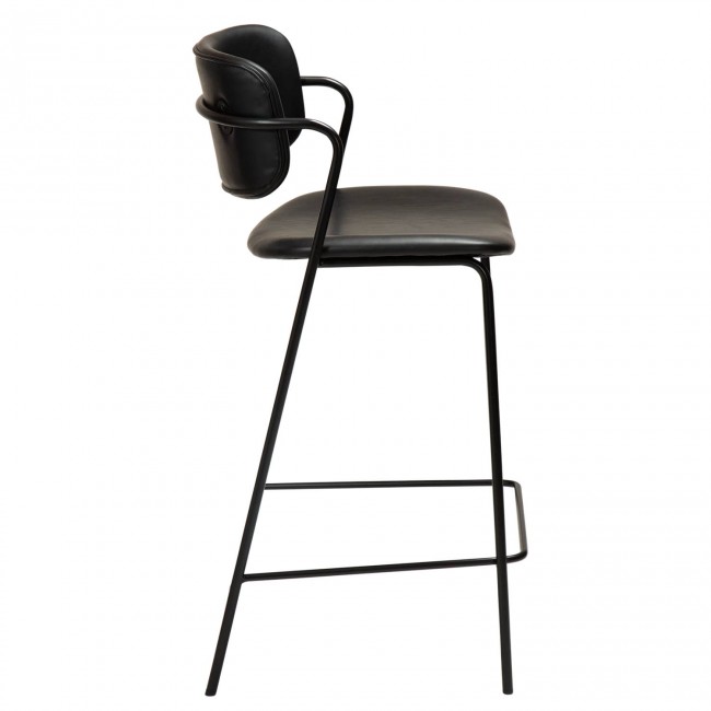 ZED Counter Stool | Vintage Black art. leather, black legs